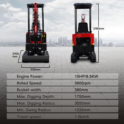 MS10H 1 Ton Mini Excavator with 8 Attachments | Crawler Digger – USA Stock