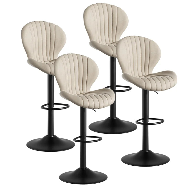4 Pcs Rotary Bar Stools, 360° Adjustable Counter Height Stool, PU Leather Upholstered With Backrest And Handrails，Bar Furniture