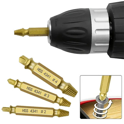 6PCS Damaged Screw Extractor Set – Stripped Screw Bolt Remover Drill Bits Kit | HSS Double-Headed Broken Stud Remover