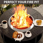 48" Fire Pit Surround Tabletop for Solo Stove Yukon/Bonfire & Tiki, Powder-Coated Steel Surround Table with Firewood Storage Sh