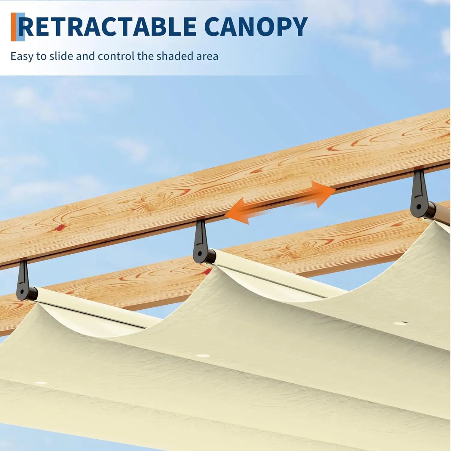 10x10Ft Outdoor Aluminum Pergola,Retractable Pergola with Sun Shade Canopy Patio Shelter for Garden,Grill Gazebo