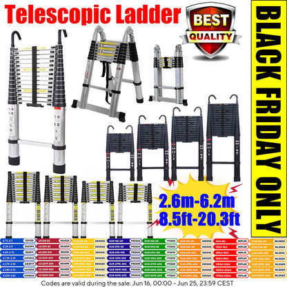 Ladder Portable Extendable Multi-Purpose Folding Aluminium Ladder Heavy Duty Extension