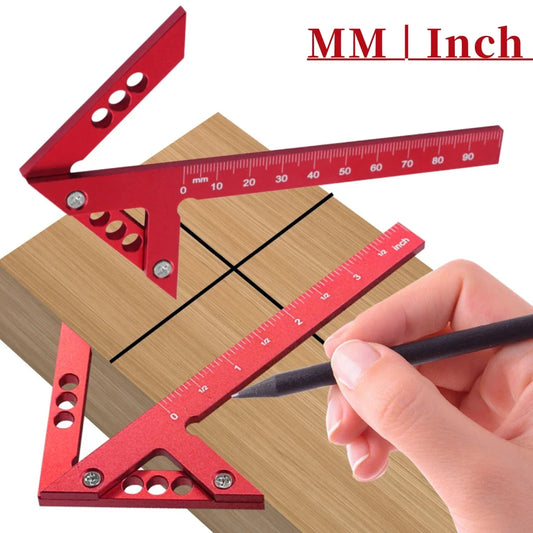 Center Finder Woodworking Square – 45°/90° Aluminum Scribe Gauge