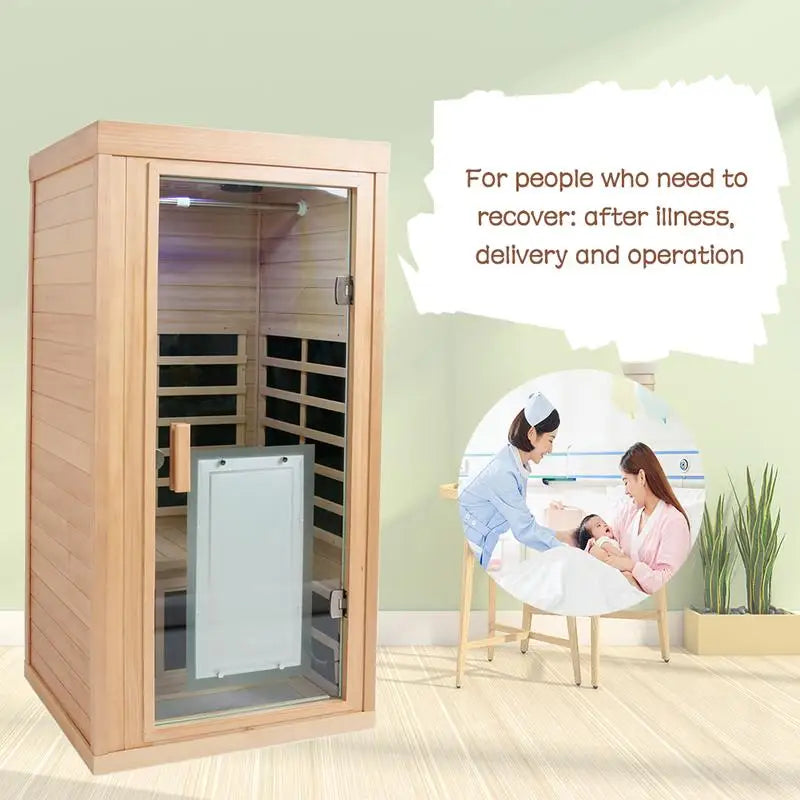 One Person Sauna Room Front Wall W632S00002, Compact Home Sauna Panel, Indoor Relaxation Space, Ideal for Wellness and Stress