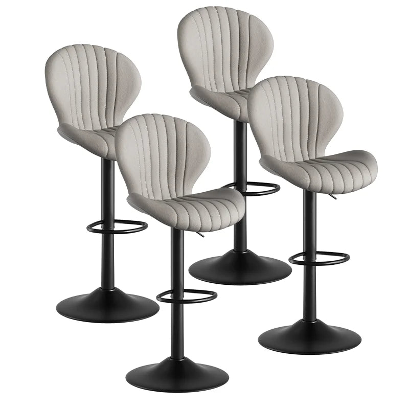 4 Pcs Rotary Bar Stools, 360° Adjustable Counter Height Stool, PU Leather Upholstered With Backrest And Handrails，Bar Furniture