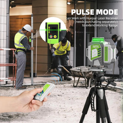 Huepar ZK04CG 4D Laser Level Set – ±2mm/10m Accuracy, Self-Leveling Cross Line Tool with Tripod, Receiver & Rangefinder