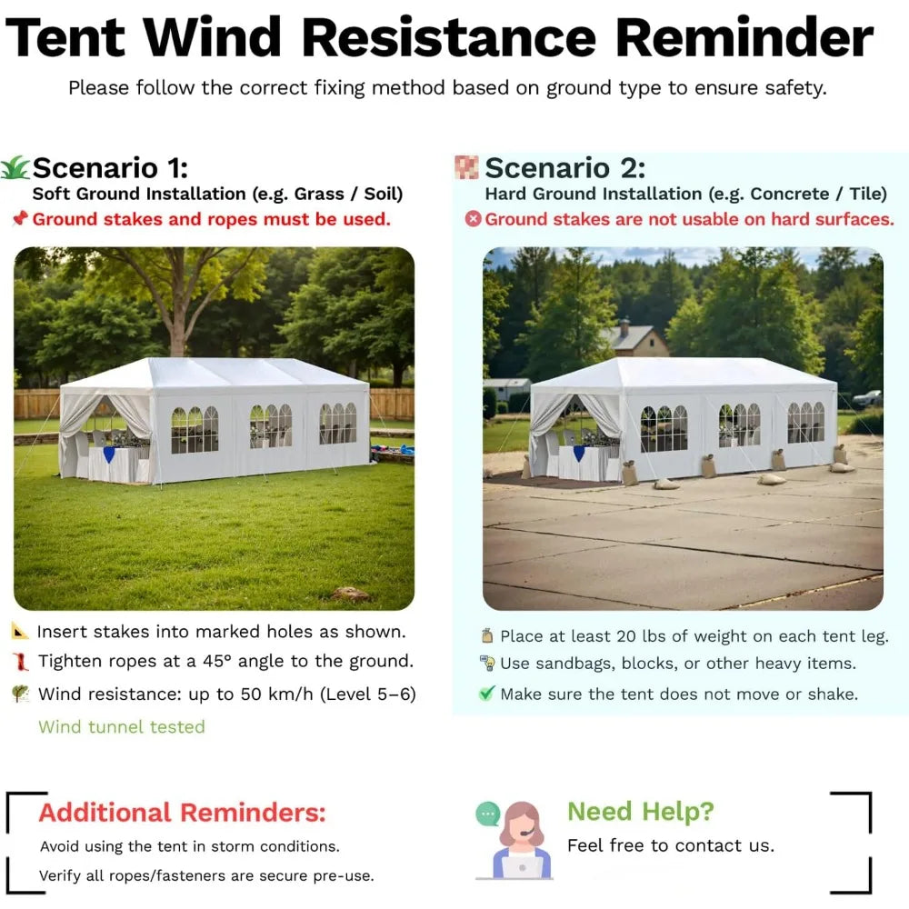 Heavy Duty Waterproof Outdoor Party Tent - 10x30 Large Gazebo with Removable Sidewalls and Double Doors for Weddings, Markets, a