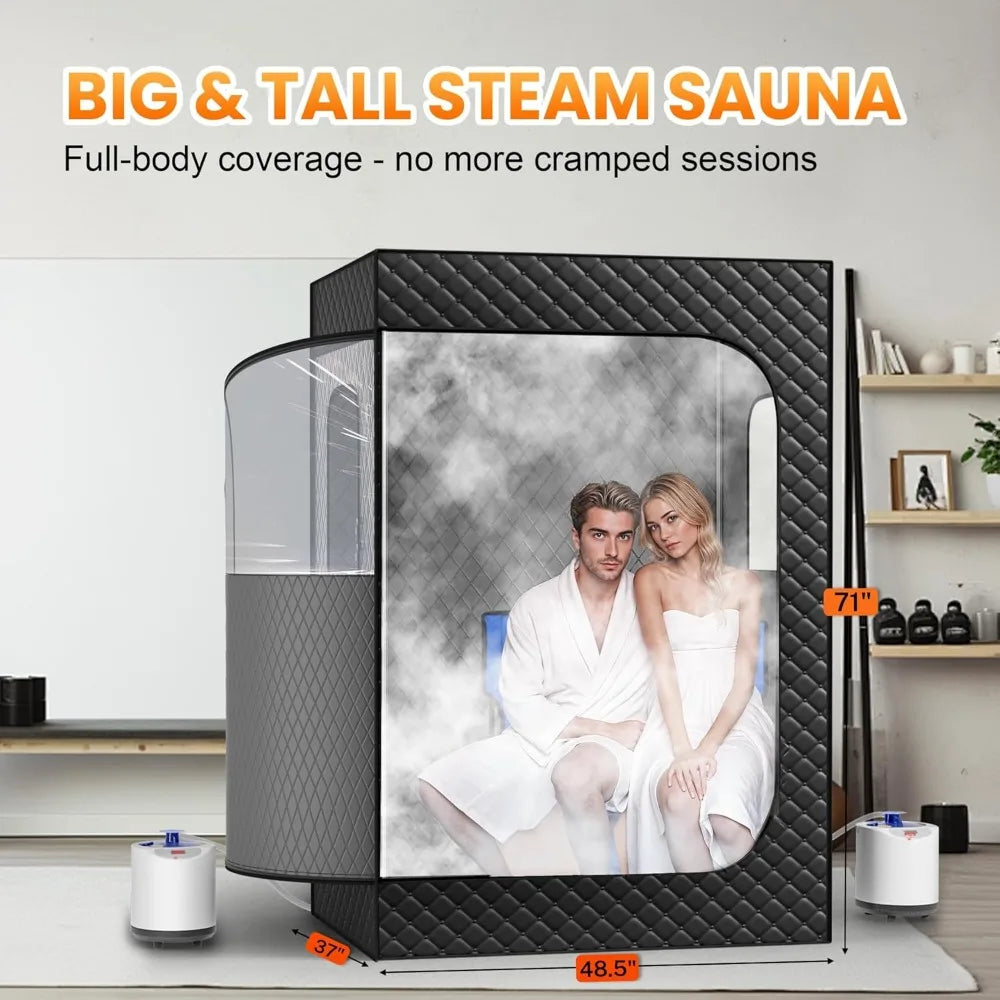 Portable Steam Sauna for Home, 1 or 2 Person Full Body Home Spa with 2 Foldable Chairs,9 Levels of Sauna Box