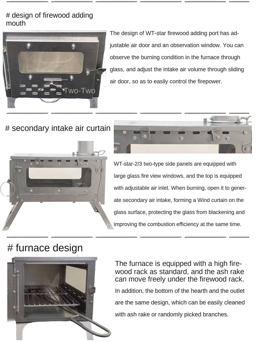 Alloy Folding Firewood Stove Hiking Camping Heating Stove (Titanium )