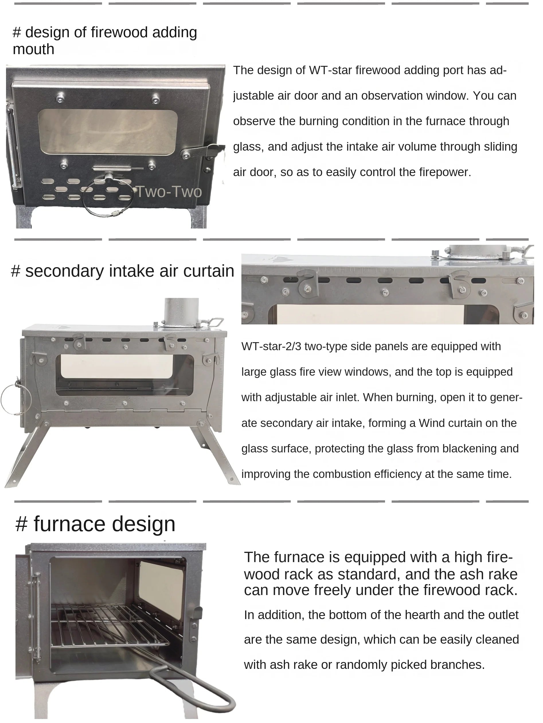 Alloy Folding Firewood Stove Hiking Camping Heating Stove (Titanium )