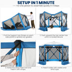 12x12ft Pop up Gazebo Screen House Tent with Mosquito Netting, 6 Sided Pop-up Canopy Shelter Tent Easy-Set Portable Gazebo