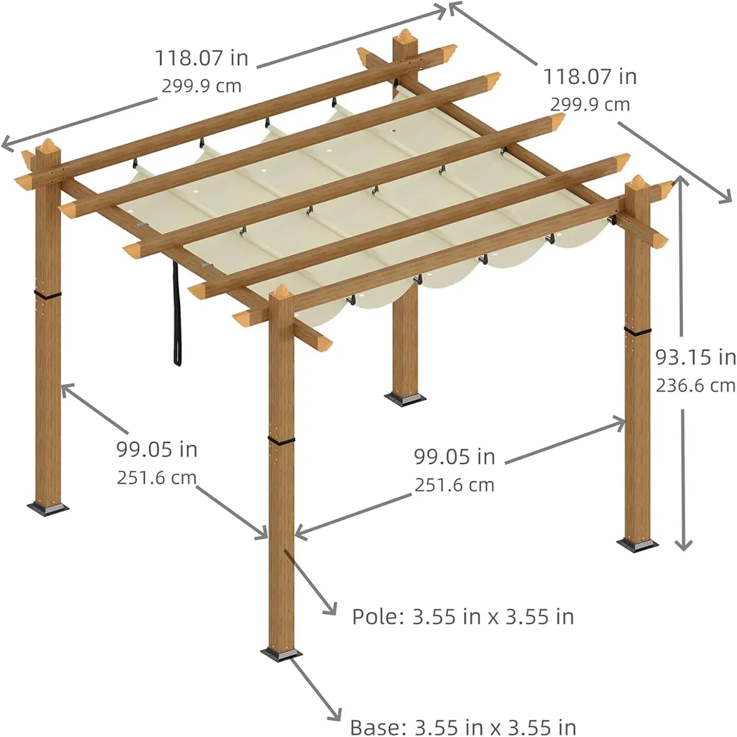 10x10Ft Outdoor Aluminum Pergola,Retractable Pergola with Sun Shade Canopy Patio Shelter for Garden,Grill Gazebo