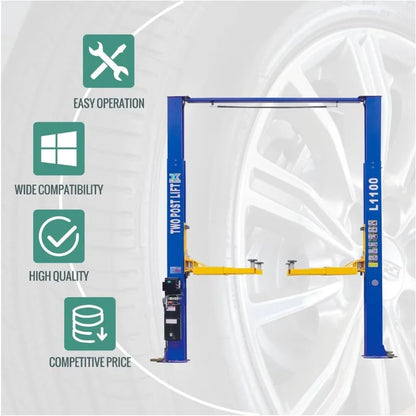 L1100 Auto Lifts 10000lbs Car Lift 220V 2 Post Auto Truck Clear Floor Hoist with 36 Months Part Replacement