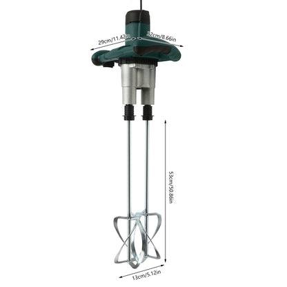 2800W Handheld Paint & Mortar Mixer – 2-Gear Corded Electric Concrete Stirrer with 6-Speed Control (Red/Green, 110V/220V)