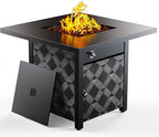 32 Inch Propane Fire Pit Table with 50,000 BTU, Outdoor Gas Fire Pit for Patio, CSA Certified, Removable Lid Included