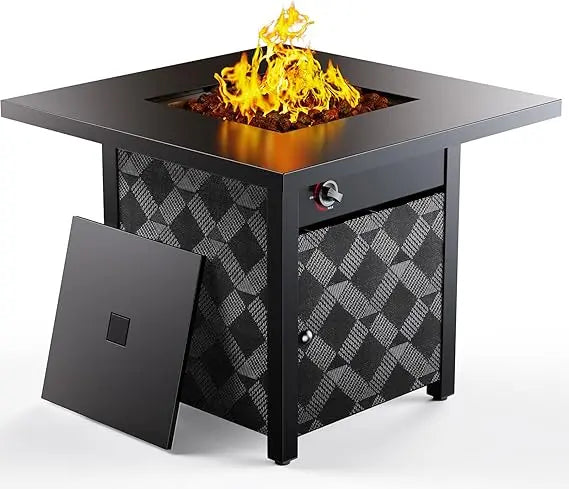 32 Inch Propane Fire Pit Table with 50,000 BTU, Outdoor Gas Fire Pit for Patio, CSA Certified, Removable Lid Included