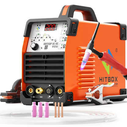 HITBOX HBT250P AC/DC TIG Welder – 200A Digital Pulse IGBT Inverter | Aluminium & Steel | MMA ARC Stick 220V