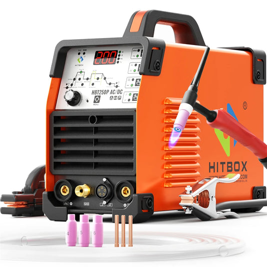 HITBOX HBT250P AC/DC TIG Welder – 200A Digital Pulse IGBT Inverter | Aluminium & Steel | MMA ARC Stick 220V