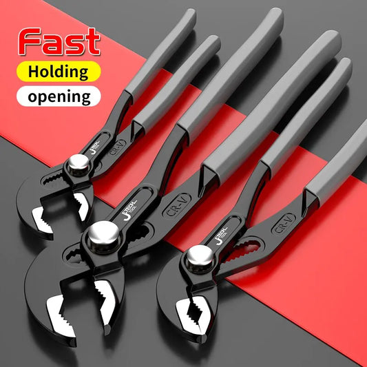 Adjustable Water Pump Pliers – Quick Release Pipe Wrench (8" 10" 12") for Plumbing & DIY