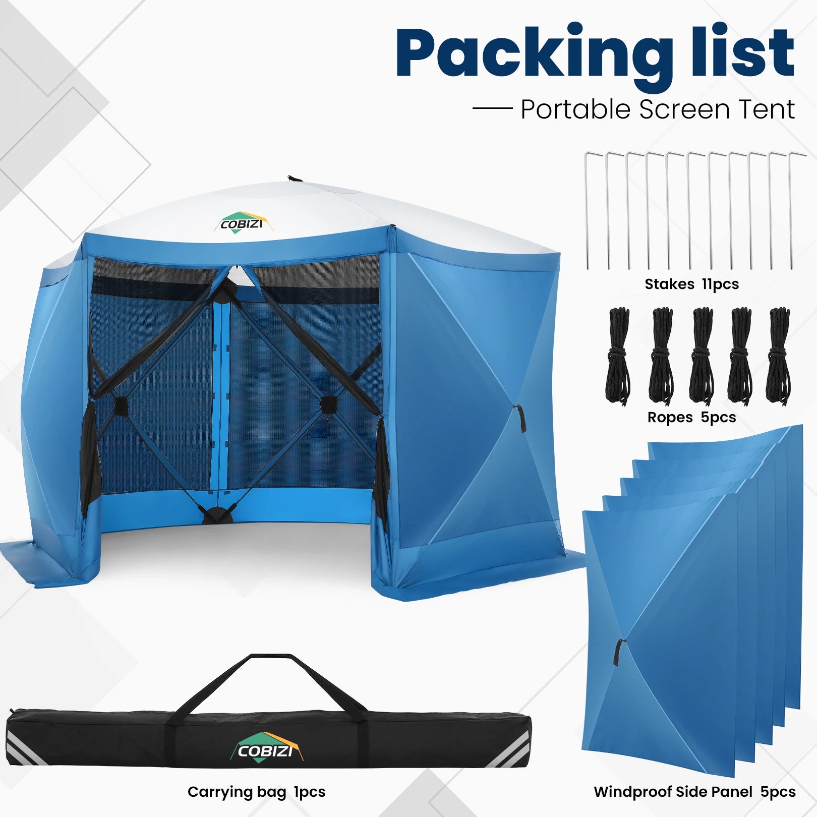 12x12ft Pop up Gazebo Screen House Tent with Mosquito Netting, 6 Sided Pop-up Canopy Shelter Tent Easy-Set Portable Gazebo