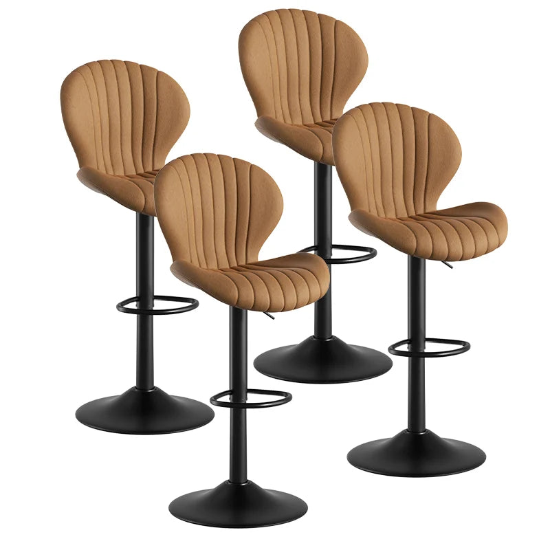 4 Pcs Rotary Bar Stools, 360° Adjustable Counter Height Stool, PU Leather Upholstered With Backrest And Handrails，Bar Furniture