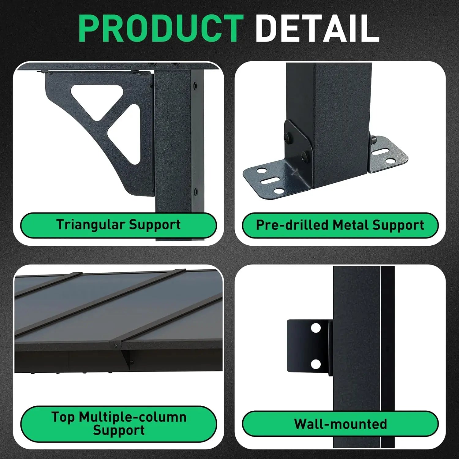 8' x 5' Gazebo for Patio, Gazebo Pergola with Sloped Roof, Grill Gazebo Large Wall-Mounted Heavy Duty Awnings, Deck, Patio