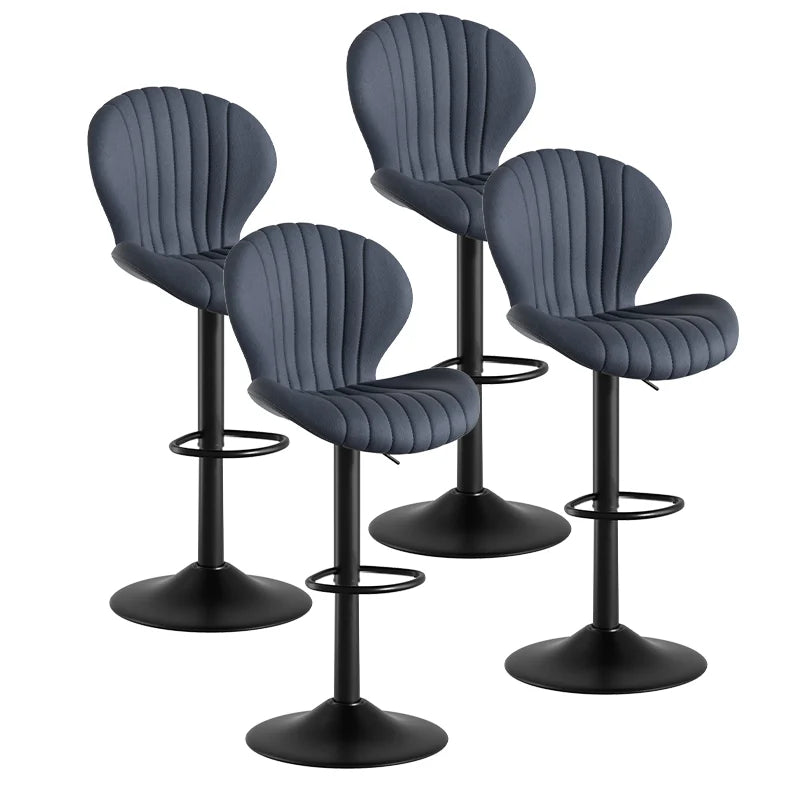 4 Pcs Rotary Bar Stools, 360° Adjustable Counter Height Stool, PU Leather Upholstered With Backrest And Handrails，Bar Furniture