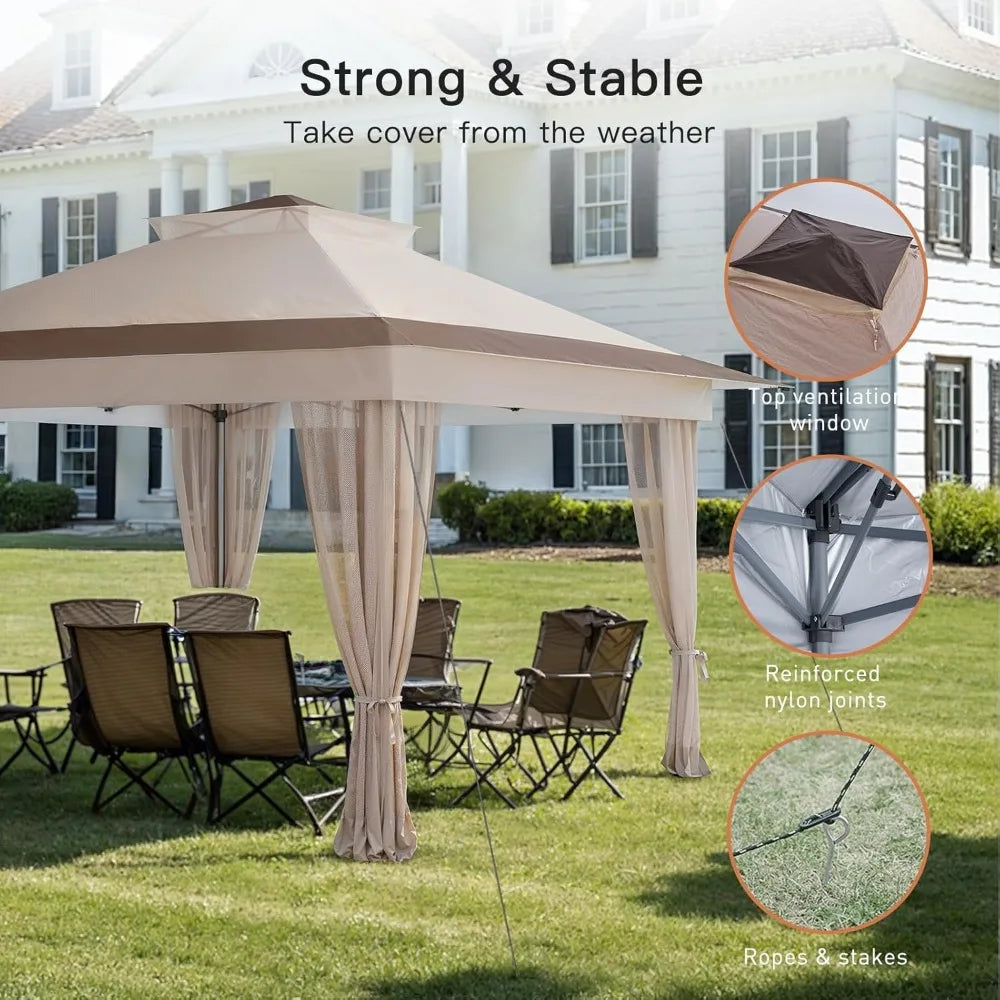 13x13 Pop Up Gazebo - Outdoor Canopy Tent with Mosquito Netting,Gazebos on Clearance,Gazebo for Backyard & Patio Furniture