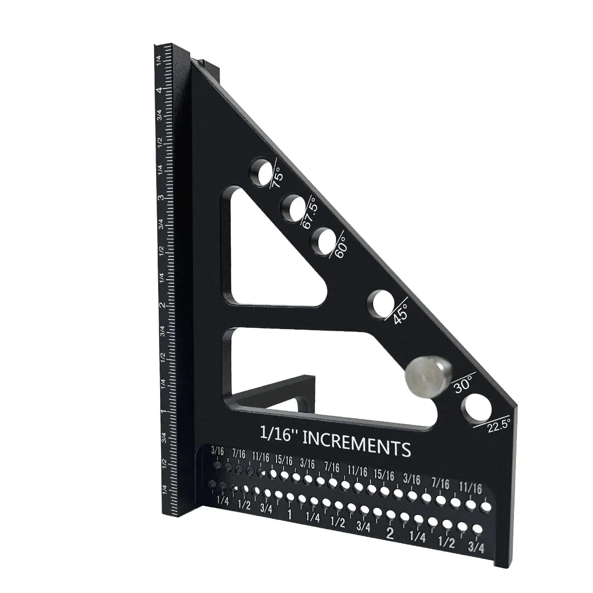 3D Multi-Angle Woodworking Square Protractor – CNC Aluminum Alloy Triangle Ruler & T-Type Scriber for 22.5°/30°/45°/60°/67.5°/90° Marking