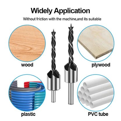 4PC Three-Pointed Woodworking Counterbore Drill Set – 3mm to 6mm High Carbon Steel Reaming & Chamfering Hole Opener Bits