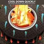 48" Fire Pit Surround Tabletop for Solo Stove Yukon/Bonfire & Tiki, Powder-Coated Steel Surround Table with Firewood Storage Sh