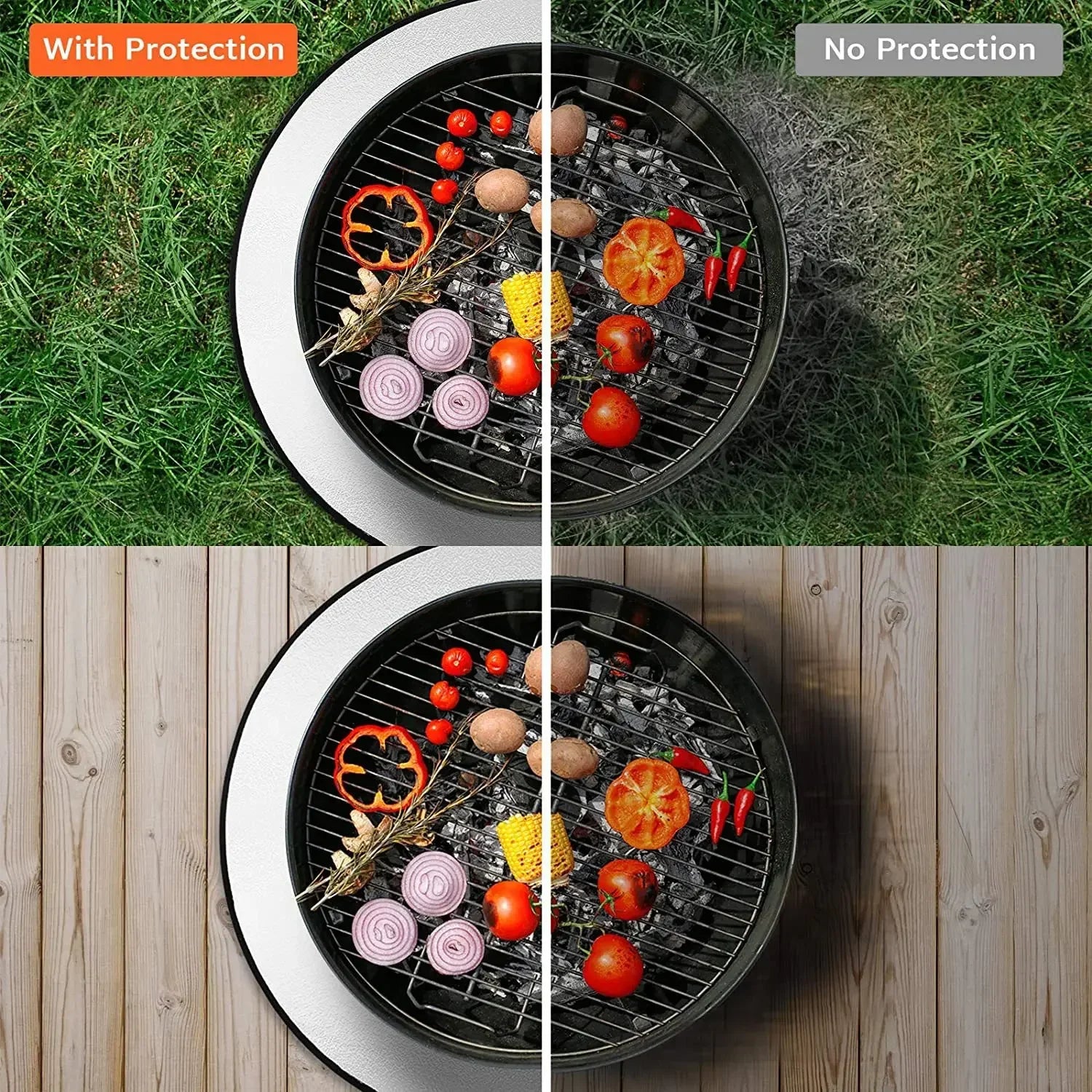 Grill Mat Fireproof Pad Flame Retardant Fiberglass Fire Blanket For Wood Burner Outdoor Picnic Barbecue Heat Insulation