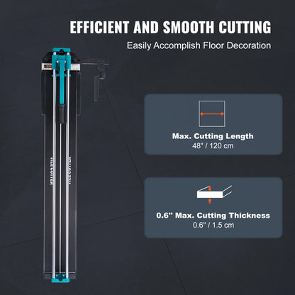 Manual Tile Cutter (8106C-8L) 48"  with Infrared Positioning 48-Inch– Heavy-Duty Porcelain & Ceramic Tile Cutter with Tungsten Carbide Blade