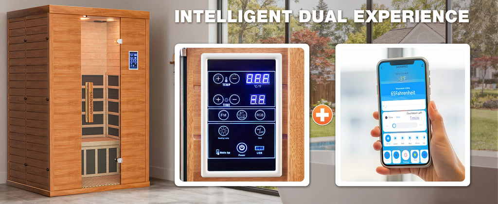 Polar Aurora 2 Person Indoor Sauna Spectrum Infrared Sauna Easy to Install w/ BT and WiFi Control 5 Heater Panels, Home and Gym