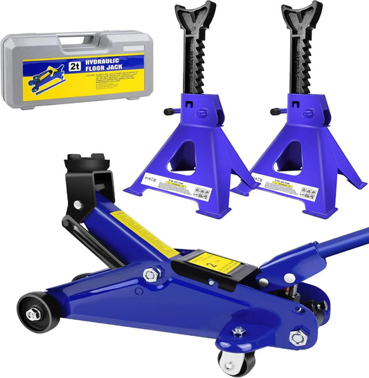 Hydraulic Floor Jack 3 Ton Jack Stand Set – 2 Ton Quick Lift Trolley Jack + Tire Repair Support Kit