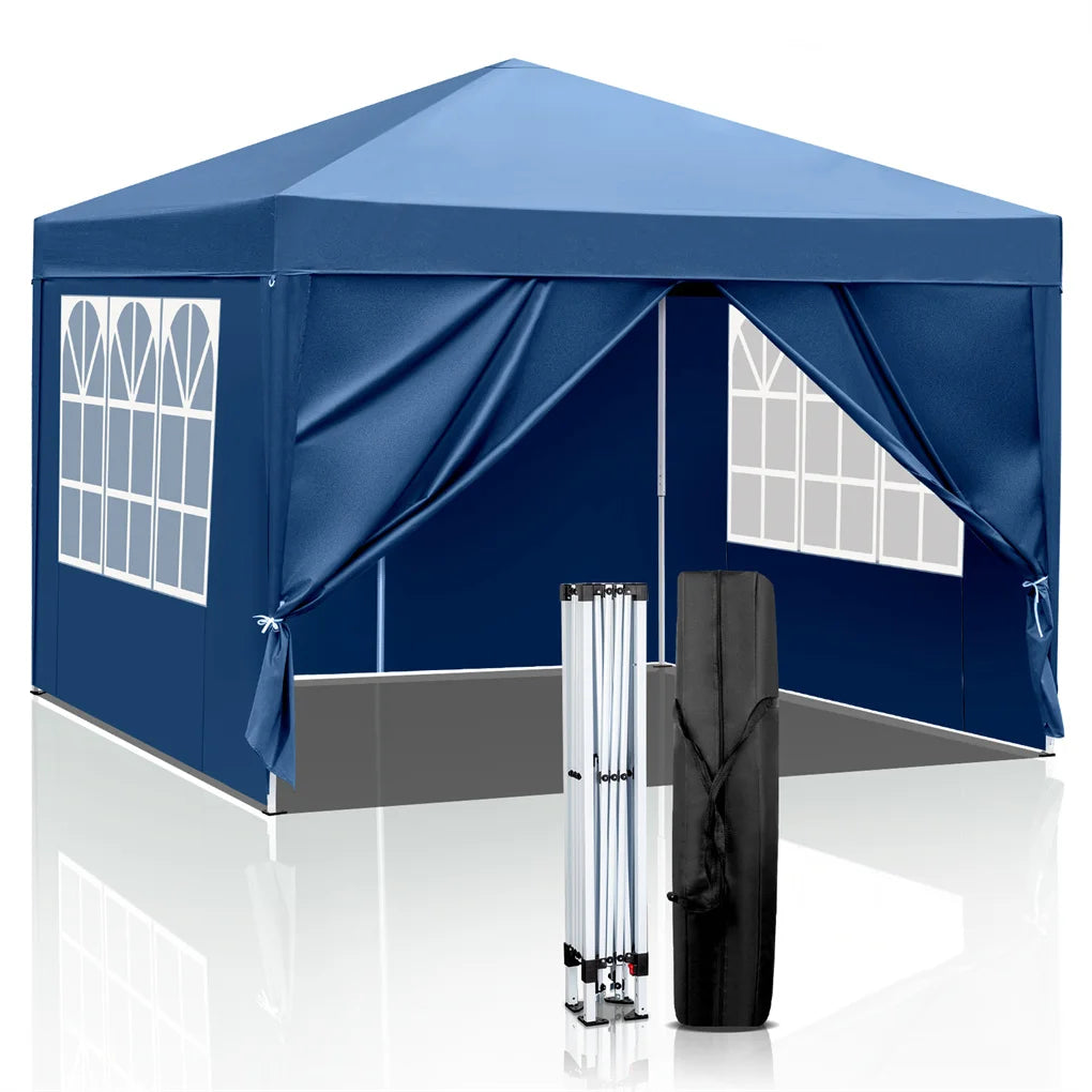 3x3m Waterproof Right-Angle Folding Tent with Two Doors and Two Windows Easy Up Gazebo Canopy with Carry Bag Portable Canopies