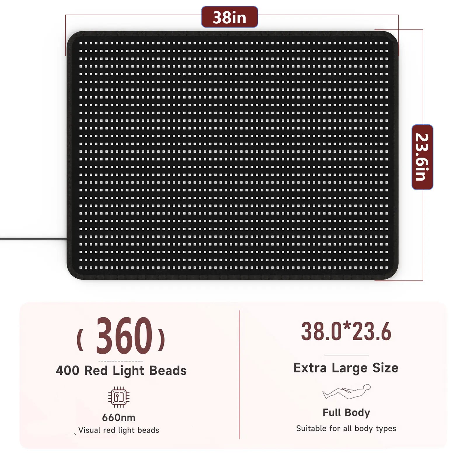 360 LEDs Red Light Belt 660nm&850nm Infrared Light Therapy Pad for Body Fatigue Deep Therapy for Back Knee Hands Feet Relief