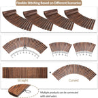 8FT Wooden Garden Pathway Curved Outdoor Walkway Roll Out Cedar Wood Patio Flooring Path Decorative Lawn Patio  (Brown)