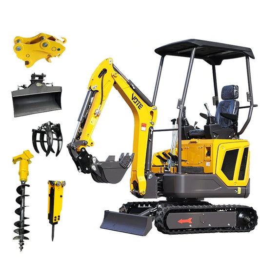 1.6 Ton Hydraulic Mini Excavator – VOTE Micro Digger with KIPOR Engine | Crawler Farm Excavator | CE Certified