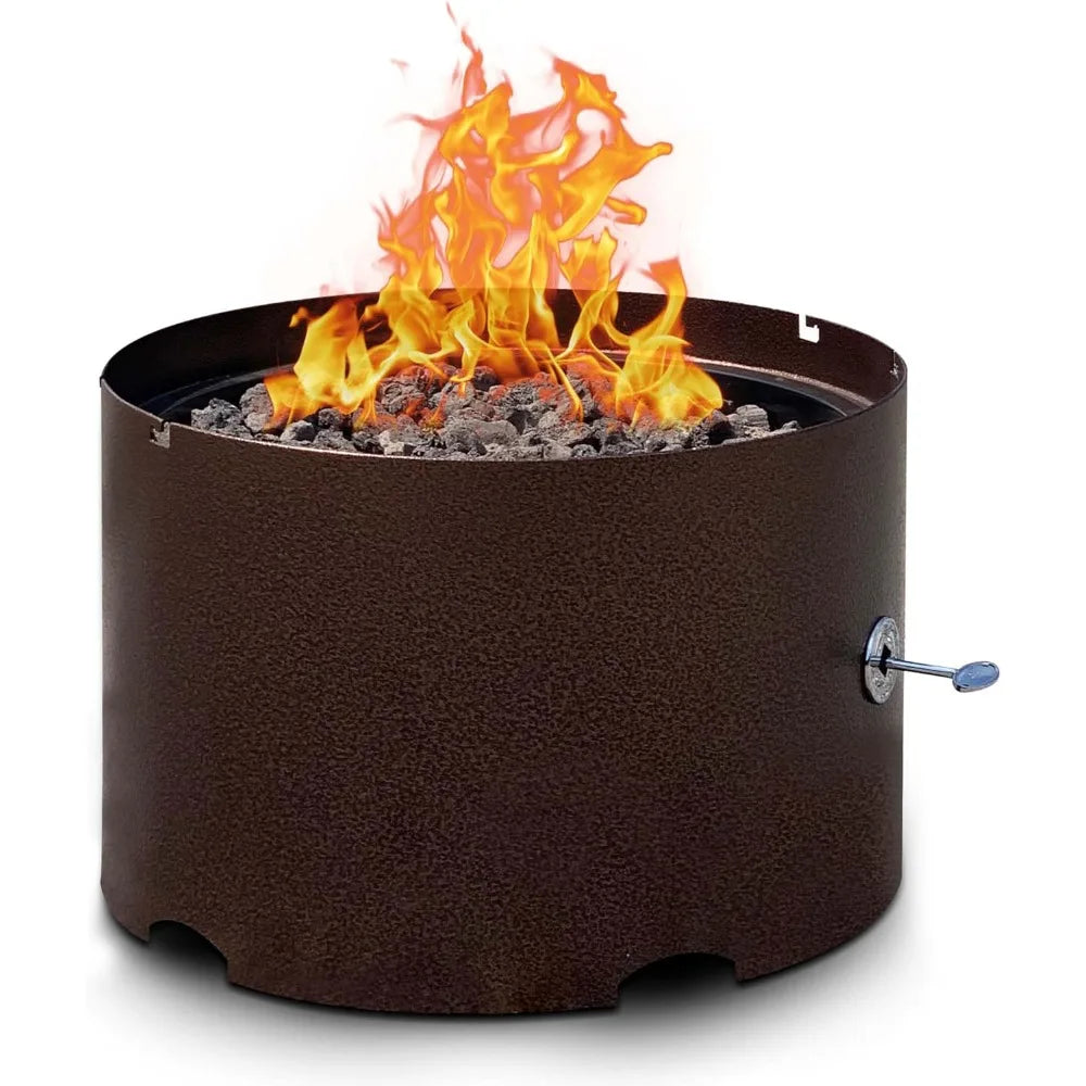 "20" Heavy-Duty Propane Fire Pit - Solid Steel with Lid, Portable for Camping & Outdoor Recreation"