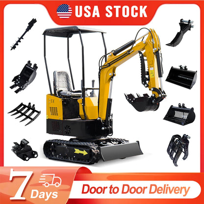 MS10H 1 Ton Mini Excavator with 8 Attachments | Crawler Digger – USA Stock