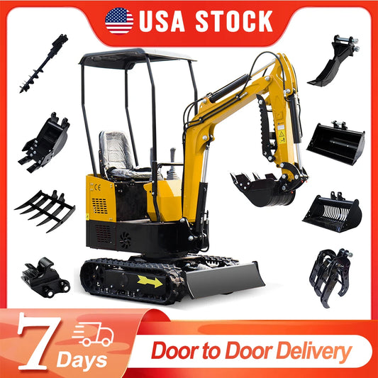 MS10H 1 Ton Mini Excavator with 8 Attachments | Crawler Digger – USA Stock