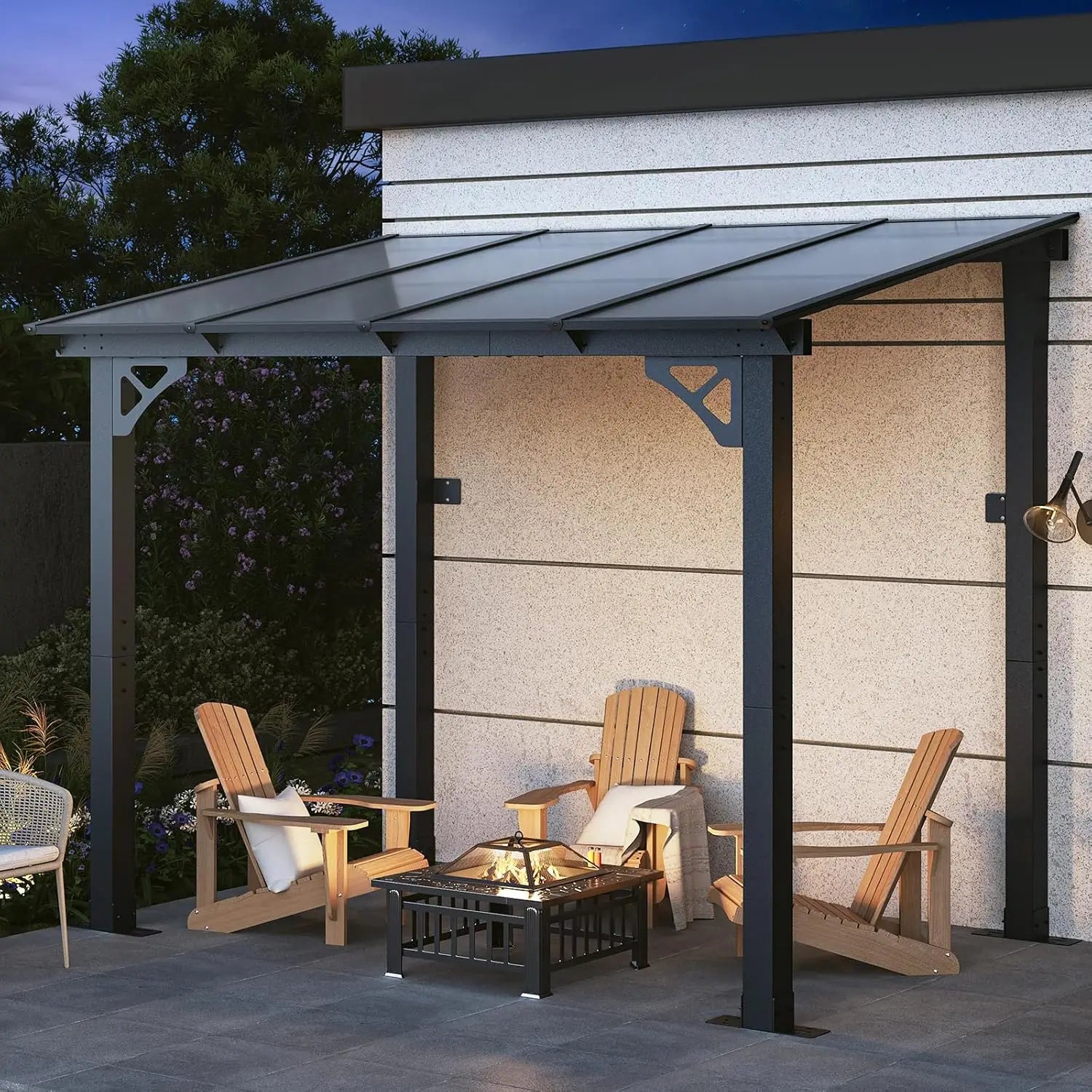 8' x 5' Gazebo for Patio, Gazebo Pergola with Sloped Roof, Grill Gazebo Large Wall-Mounted Heavy Duty Awnings, Deck, Patio