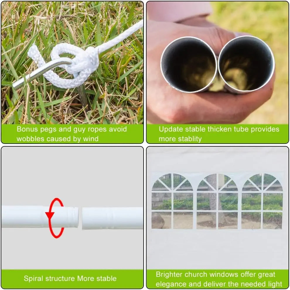 10x10 Ft White Outdoor Gazebo Canopy | Waterproof Heavy Duty, 3 Removable Sidewalls with Windows | Easy Setup, Ventilated Design