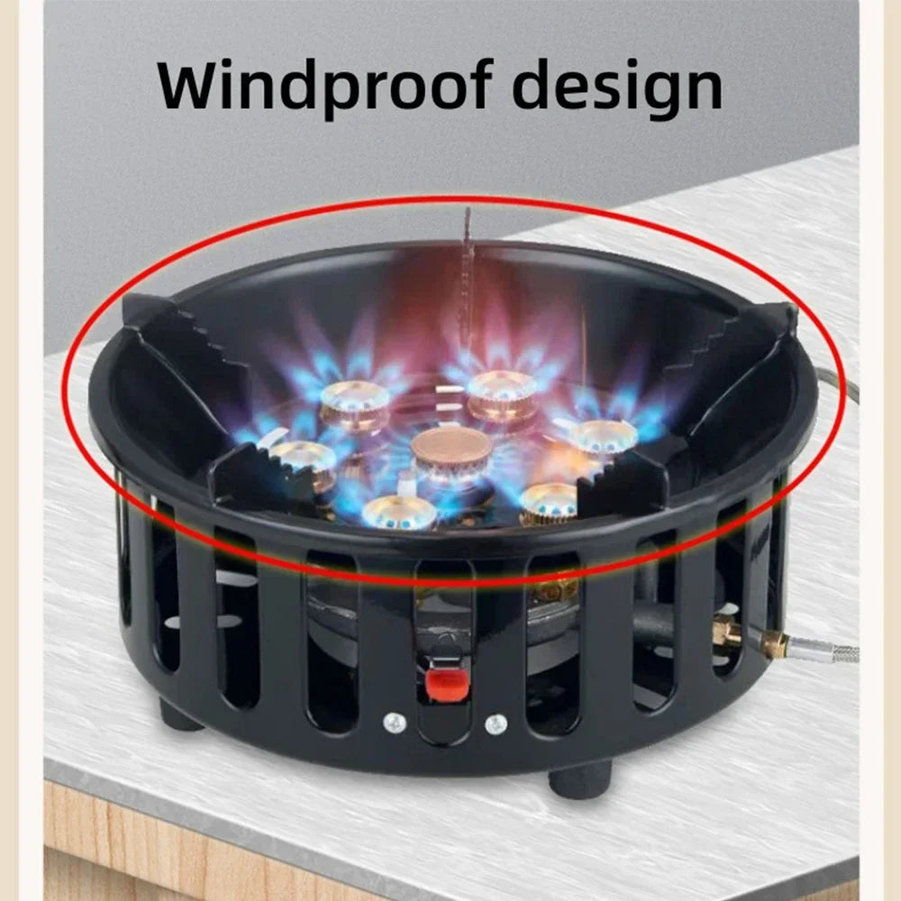 19800W 7-Core Camping Stove High-Power Gase Burner Windproof Stove Electronic ignition Outdoor Stoves Hiking Camping 2023