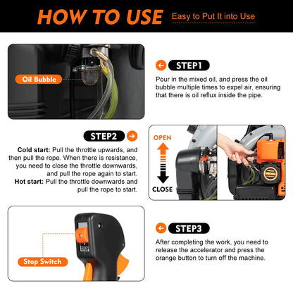 2700W Backpack Leaf Blower 63CC 2 Stroke Gas Powered Leaf Blowers W/ 1.8L Fuel Tank, Air Cooling Gasoline Grass Blower for Yard
