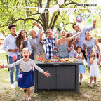 44 Inch Propane Outdoor Fire Pit Table, 50000BTU Rectangle Double Door Fire Table with Cover & Rain Cover, Add Warmth