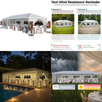 Heavy Duty Waterproof Outdoor Party Tent - 10x30 Large Gazebo with Removable Sidewalls and Double Doors for Weddings, Markets, a