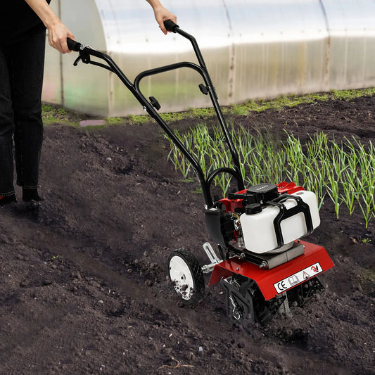 52CC Gas-Powered Garden Tiller Cultivator – 1700W Rototiller with 4 Blades