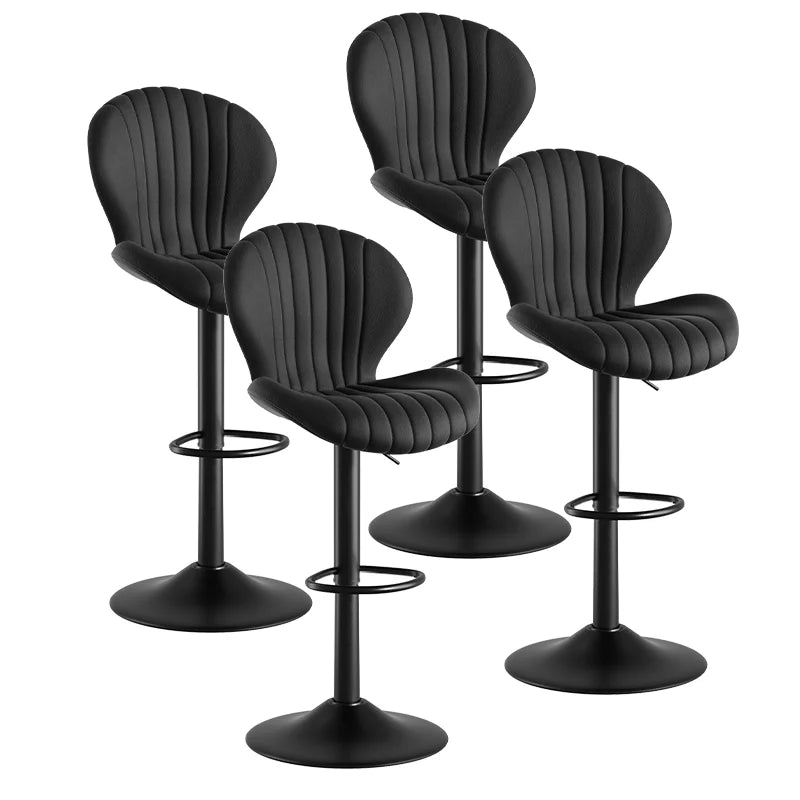 4 Pcs Rotary Bar Stools, 360° Adjustable Counter Height Stool, PU Leather Upholstered With Backrest And Handrails，Bar Furniture